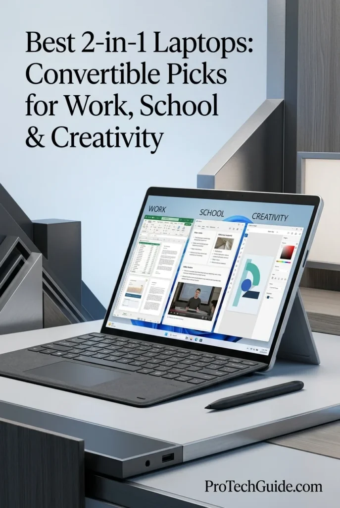 Microsoft Surface Pro detachable Windows tablet with a touchscreen, built-in kickstand, and detachable keyboard design