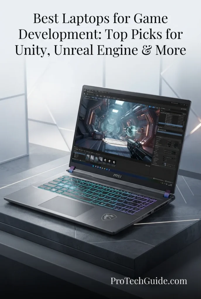 MSI Vector 16 HX AI laptop with RTX 5070 Ti and 64GB memory for game development